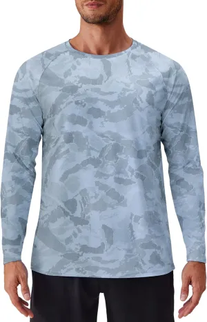 PINSPARK Mens UV Protection Shirts Long Sleeve Fishing Shirts Camo Rash Guard Swim Shirt Quick Dry Athletic Workout Tshirts