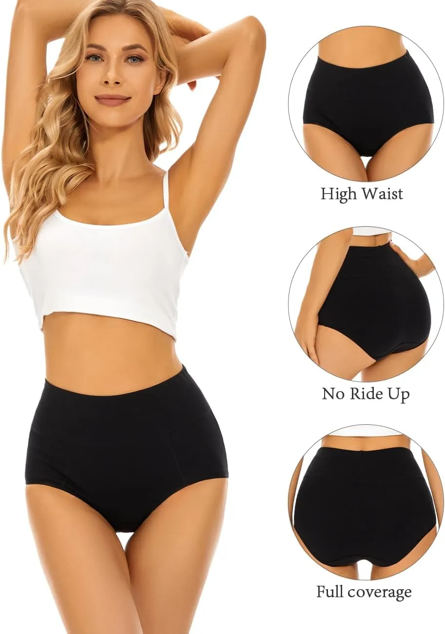 POKARLA Womens Cotton Underwear High Waist Full Coverage Briefs Soft Breathable Postpartum Panties Stretch Underpants