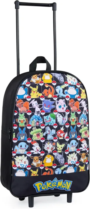 Pokemon Kids Foldable Trolley Suitcase 15”, 10.5 Litres 2 Wheels Black (S/15inch -10.5L, Black Aop)