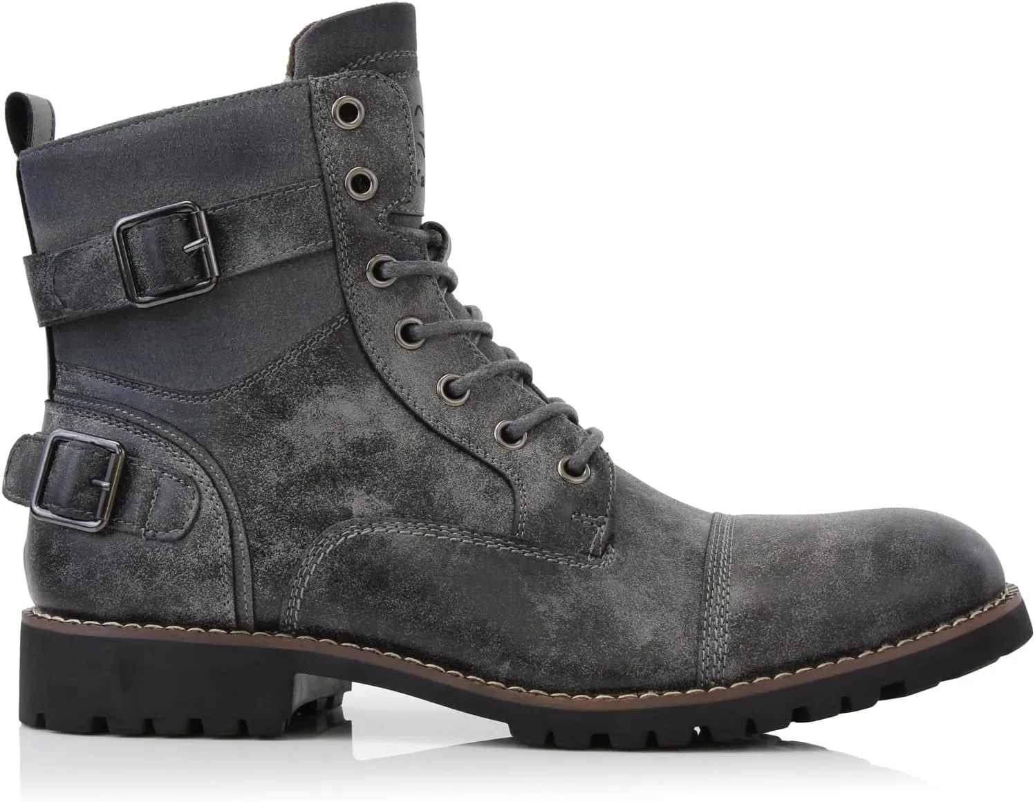 Polar Fox Patrick MPX808583 Men's 7-Eyelets Classic Combat Motorcycle Biker Boots with Zipper Closure