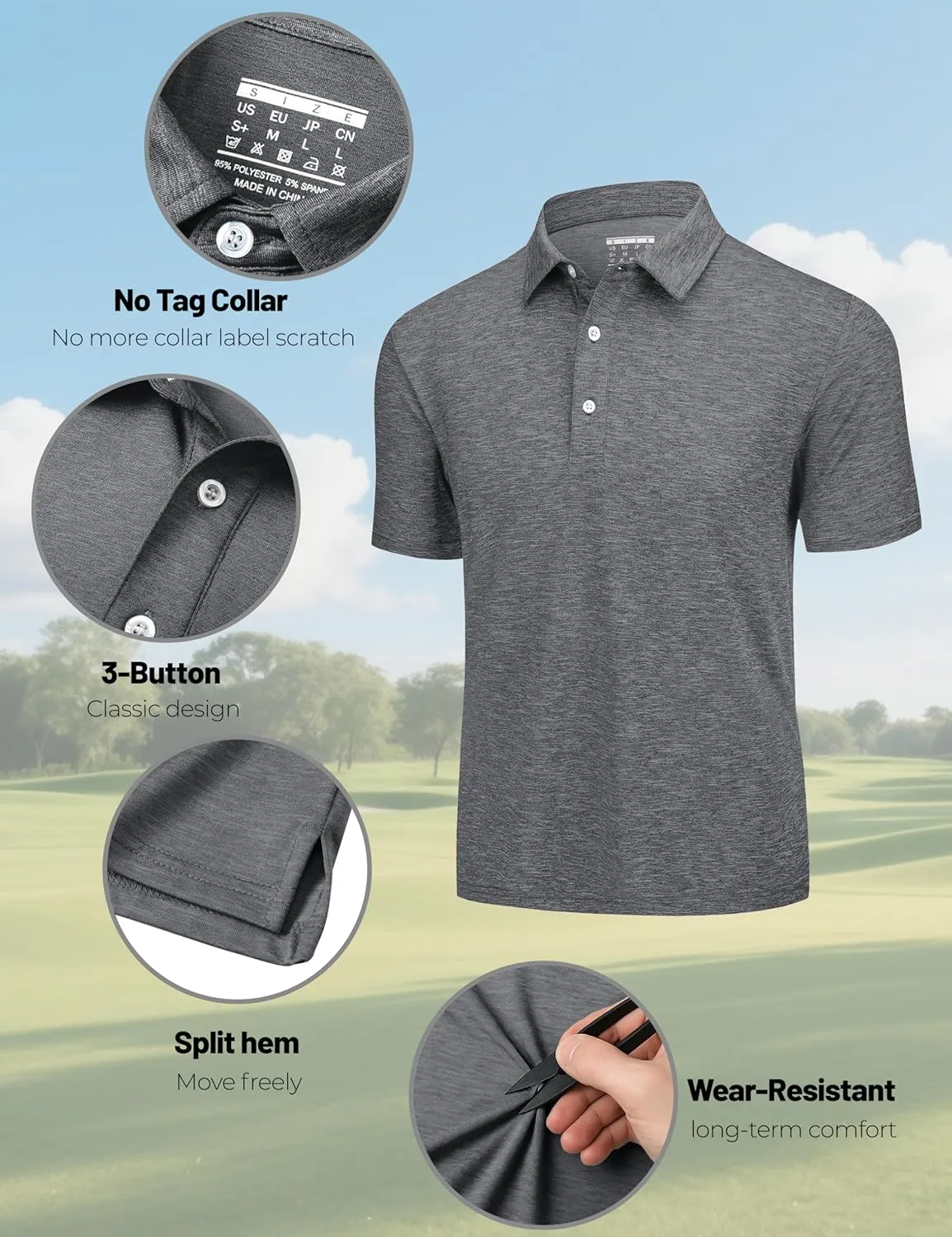 Polo Shirts for Men Performance Mens Golf Shirt Dry Fit Collared Polo Shirts Short Sleeve Moisture Wicking