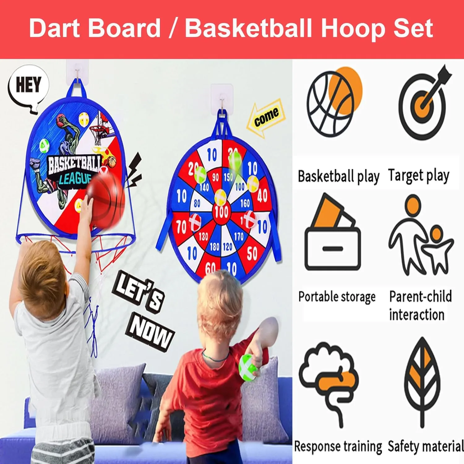Pop Up Tents for Kids 3-5, Indoor Playhouse for Toddler with Golf, Dart, Basketball Hoop, Tiny Hamburg Playset, Foldable Tent for Toddlers, Boys and Girls, Flat-Folding Hamburg Car Play Tent