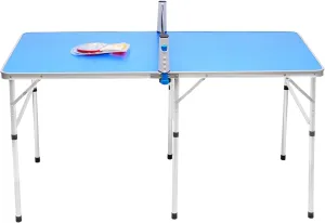 Portable Ping Pong Table Game Set, Table Tennis Table Set with Adjustable Height, Foldable Ping Pong Table for Indoor & Outdoor Games