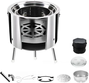 Portable Wood Burning Stoves,Foldable Camping Firewood Stove,Heating Burnerle Stove for Outdoor Camp Cooking