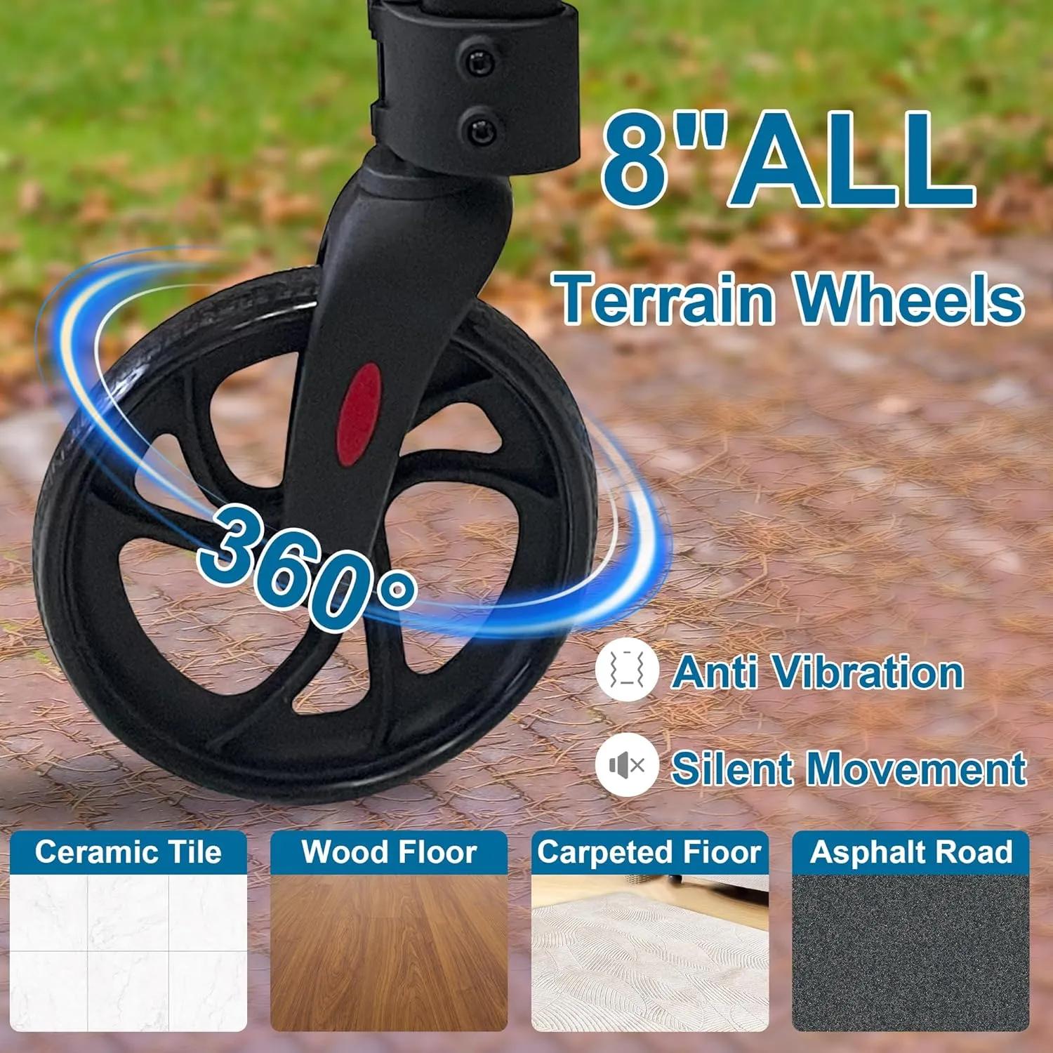 Premium 3 Wheel Rollator Walker for Seniors, Lightweight Foldable Elderly Three Wheeled Rollator with Storage Bag, Aluminum Mobility Aid Rolling Walker (Black & Blue)
