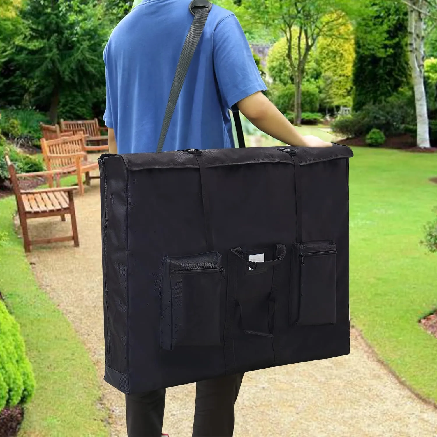 Premium Oversized Art Portfolio Case 24 x 36 x 6 Inch (25" x 37" Actual) - Waterproof - Soft Sided - Frames, LCD Screens, Monitors, TVs, Solar Panel - Shoulder Strap & Carry Handles