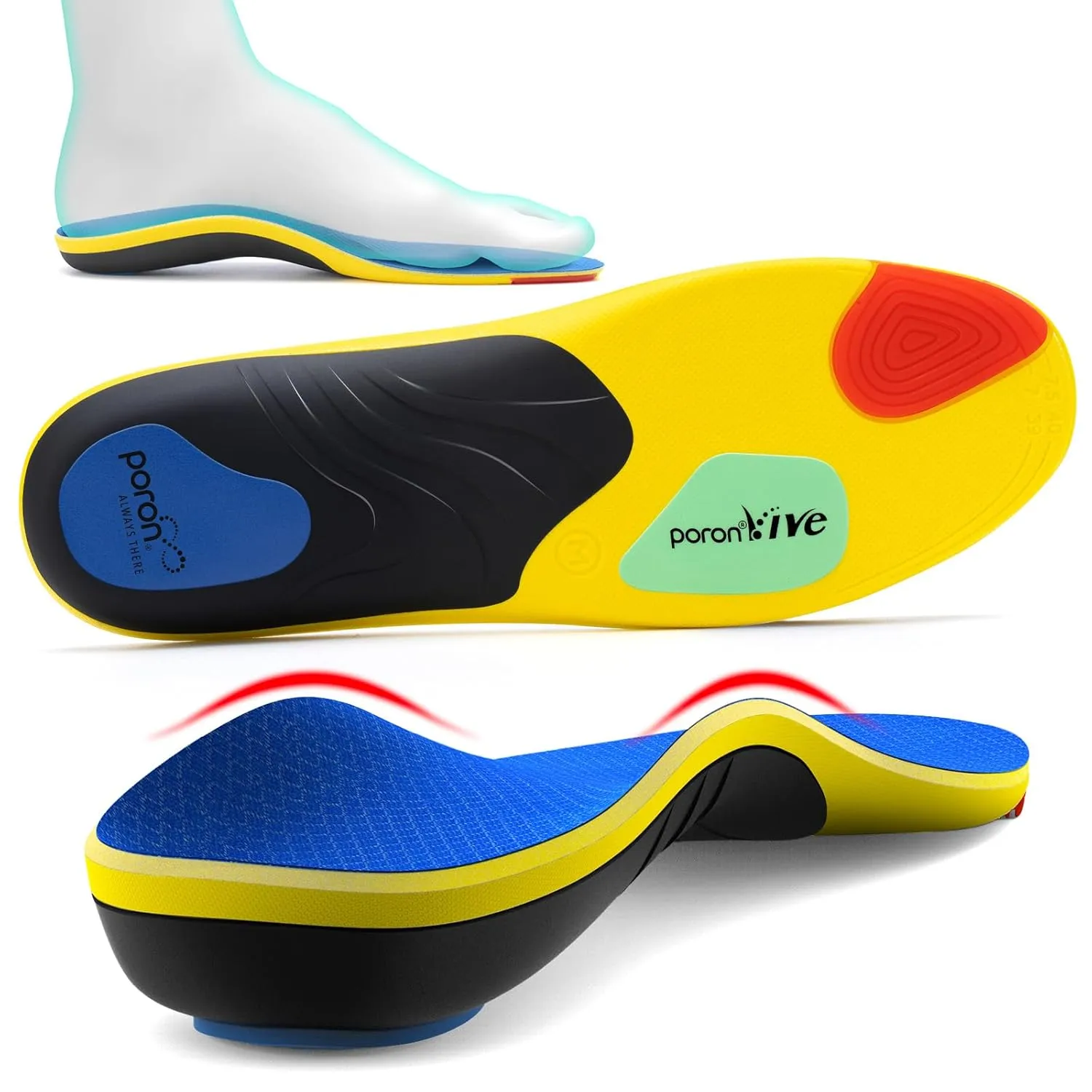 Professional Sport Insoles with Medium Arch Support and Shock Absorption for Plantar Fasciitis and Flat Feet Pain Relief in Men and Women, Orthotics Shoe Insert, Breathable & Anti-Slip, Blue, XS