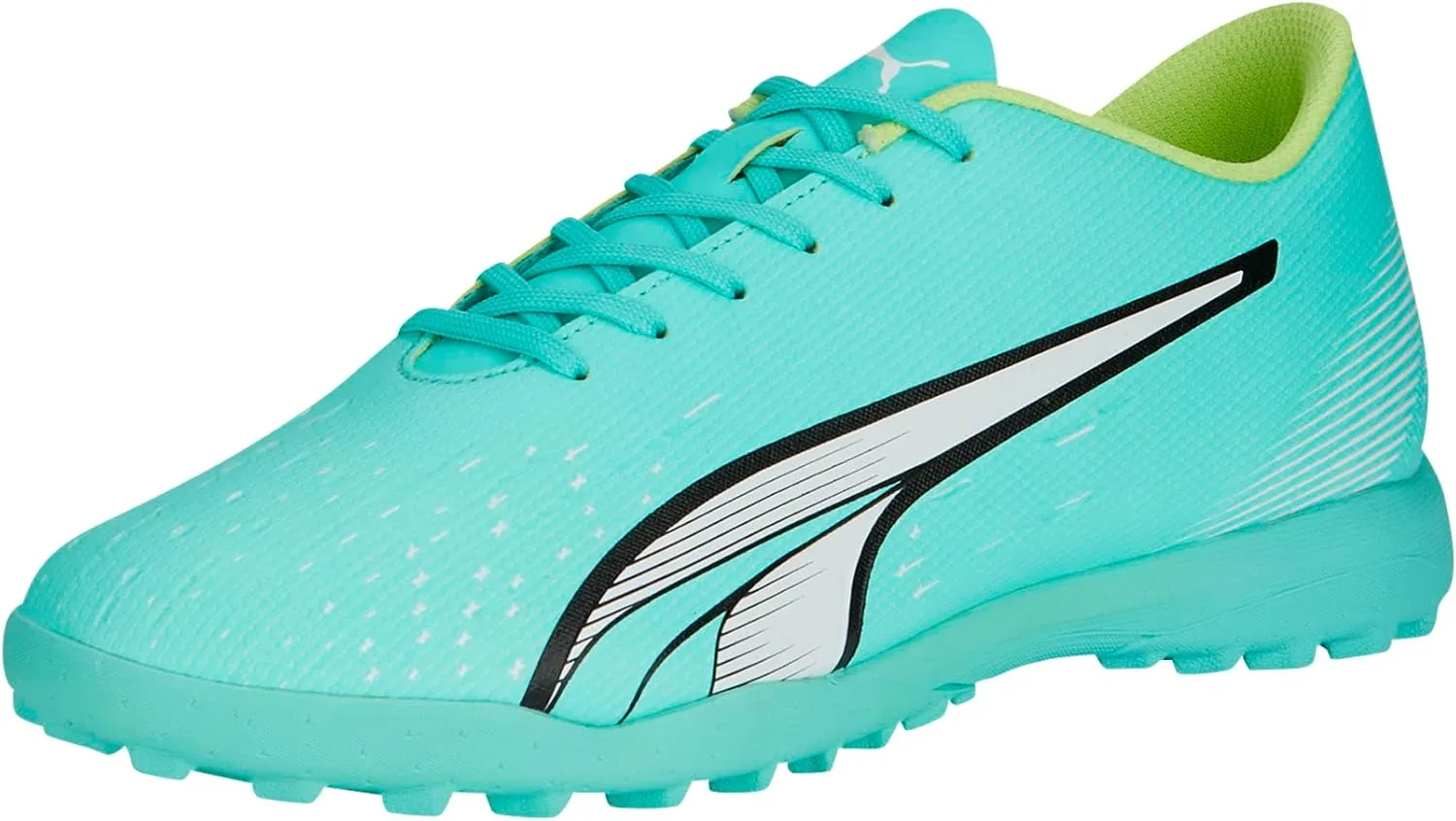 PUMA Mens Ultra Play Turf Trainer Soccer Cleats, Electric Peppermint-PUMA Mens White-Fast Yellow, 10