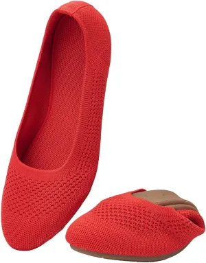 Puxowe Women’s Ballet Flat Shoes Round Toe Knit Slip On Ballerina Walking Flats Dress Shoes for Women