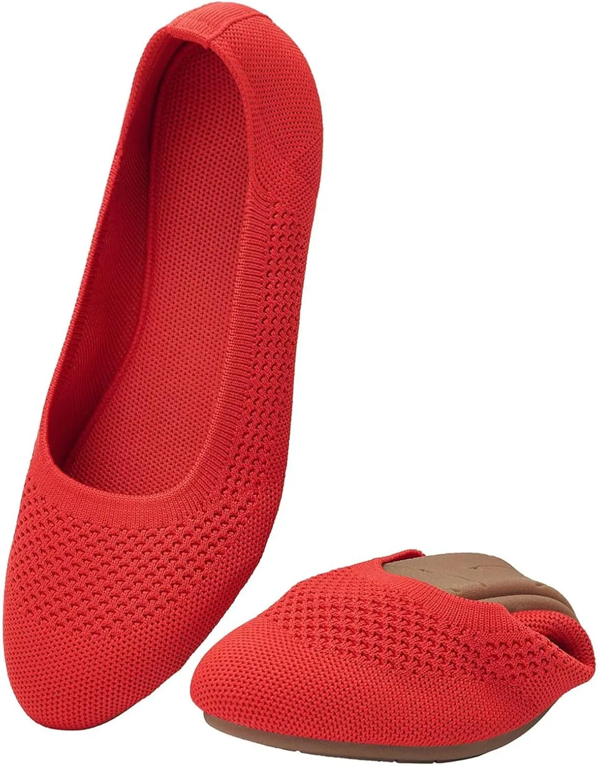 Puxowe Women’s Ballet Flat Shoes Round Toe Knit Slip On Ballerina Walking Flats Dress Shoes for Women