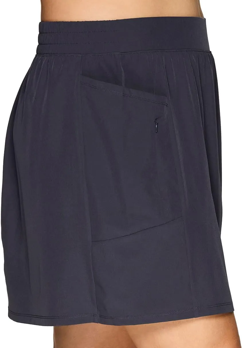 RBX Active Women's Plus Size Stretch Woven Athletic Skort with Attached Bike Short and Pockets