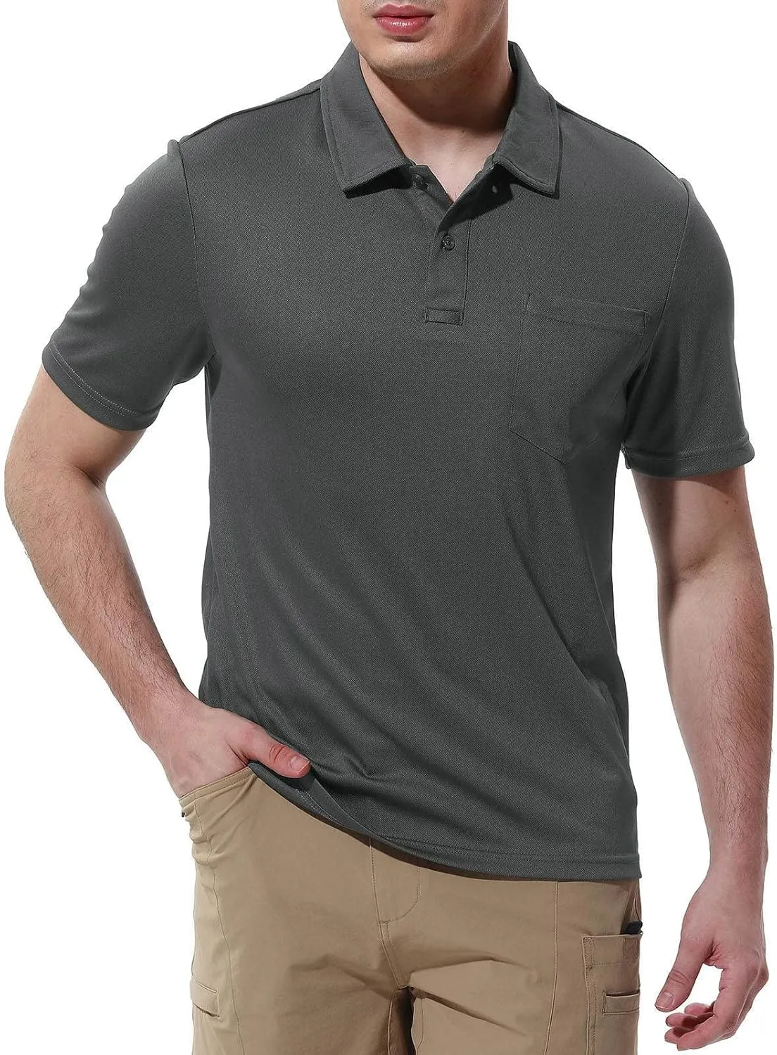 Rdruko Men's Polo Shirts Short Sleeve Quick Dry Outdoor Golf Sports Shirts with Pocket