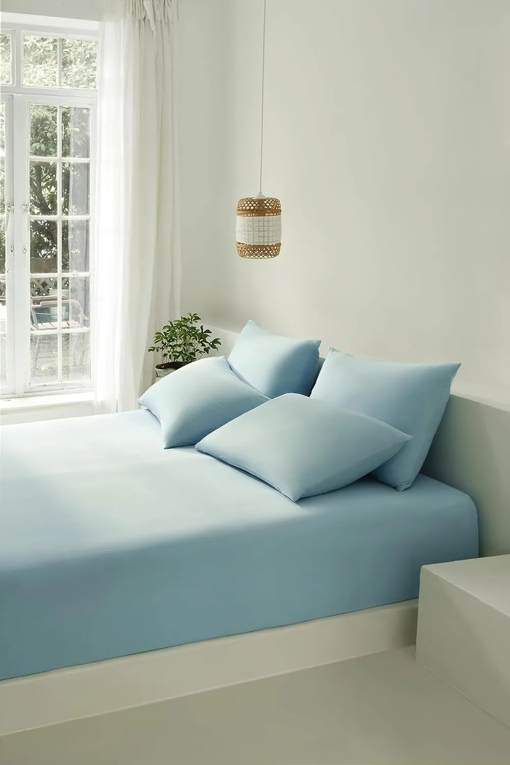 REST® Evercool®  Starter Sheet Set, Full, Light Blue, Breathable Bed Sheet for Hot Sleeper and Night Sweats, with Pillowcases, Ionic  Self-Cleaning Silver Yarn for Sensitive Skin, 3PCS No Flat Sheet