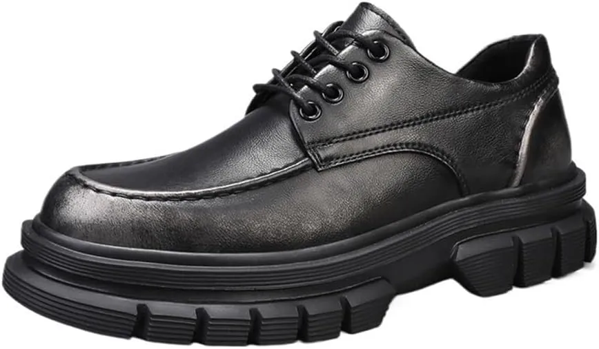 Retro Dress Oxford Shoes Platform Lace Up Casual Round Toe Non Slip Heightening Shoes Business Commuting Party Daily