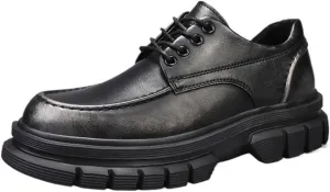 Retro Dress Oxford Shoes Platform Lace Up Casual Round Toe Non Slip Heightening Shoes Business Commuting Party Daily