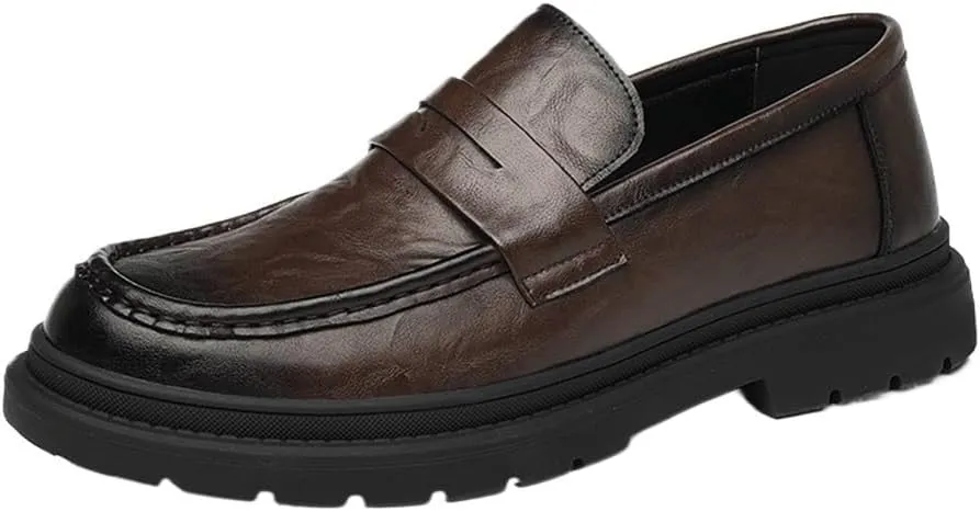Retro Leather Formal Dress Shoe Men's Platform Brogue Wingtip Oxford Shoes Black Loafers Men Classic Business Wedding Tuxedo