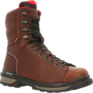 ROCKY Rams Horn Lace to Toe Waterproof Work Boot Size 7.5(W) Dark Brown