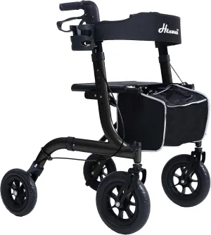 Rollator Walker for Seniors, Lightweight Foldable All Terrain Rolling Walker with seat, Aluminum Walkers with 10 inch Rubber Wheels, Handles and Backrest for Seniors and Adult