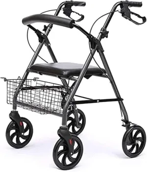 Rollator Walker,Rollator Walker for Seniors, Elderly Ultra Lightweight Folding rollator Wheeled Walker Walking Frame with Brakes seat and Bag