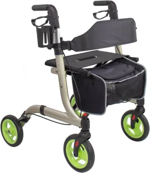 Rollator Walkers for Seniors- Rollator Walker with Cup Holder- Easy Folding Senior Walker with Backrest- Lightweight Mobility Walking Aid for Adult Elderly, Aluminum Frame, Champagne