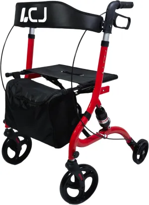 Rollator Walkers for Seniors with Seat,8" Front Wheel,Foldable Rollator Walker,Equipped with Shopping Bag,Height-Adjustable Seat,Supports up to 300 lbs(Blue-Shock-Absorbing Design)
