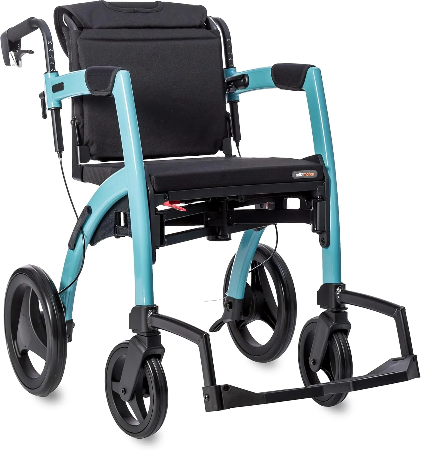 Rollz Motion 2.1 Matt Black - 2 in 1 Rollator Walker Wheelchair Combo - Foldable Transport Chair - Rollator Wheelchair Combo - Modern Design and Ultimate Support (Small)