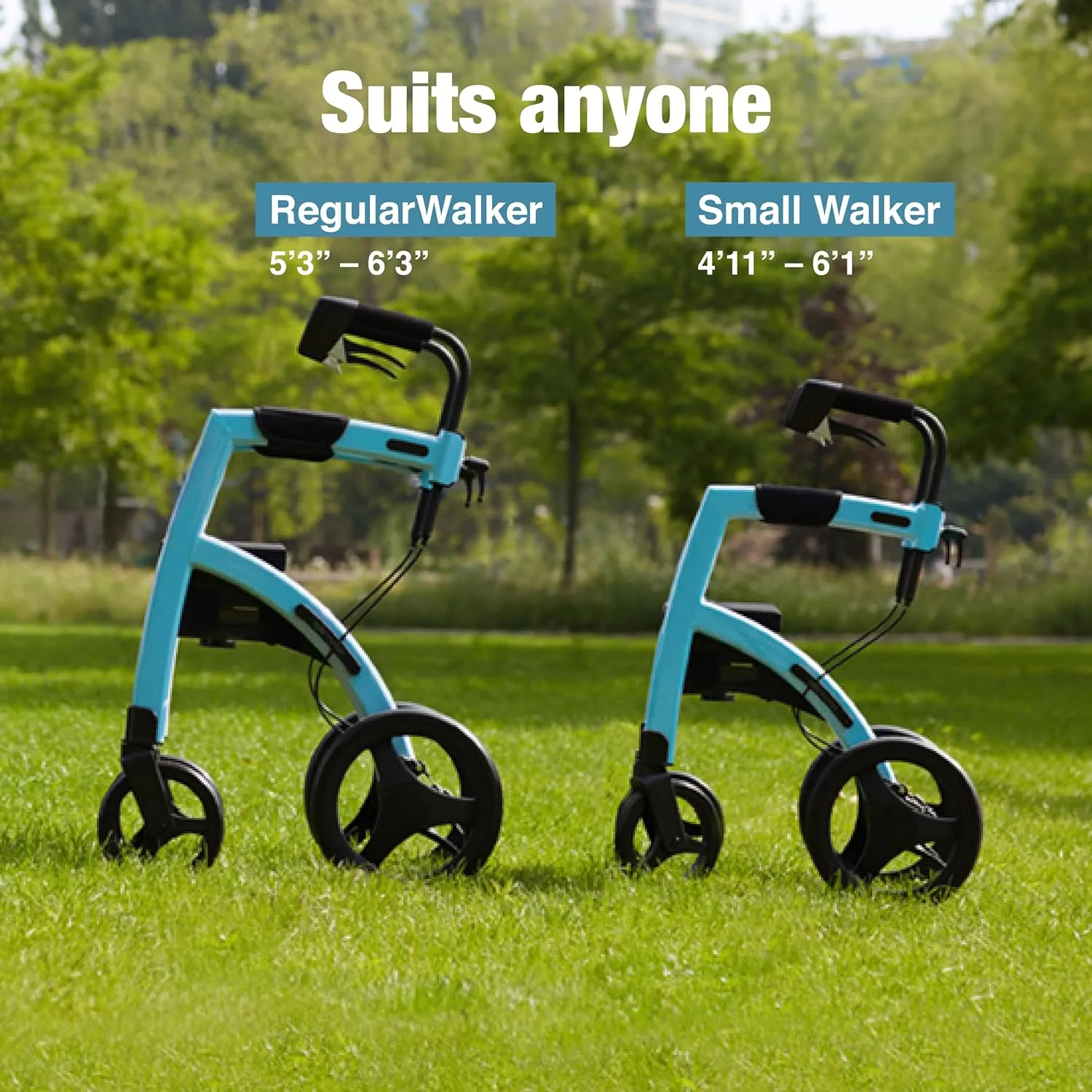 Rollz Motion 2.1 Matt Black - 2 in 1 Rollator Walker Wheelchair Combo - Foldable Transport Chair - Rollator Wheelchair Combo - Modern Design and Ultimate Support (Small)