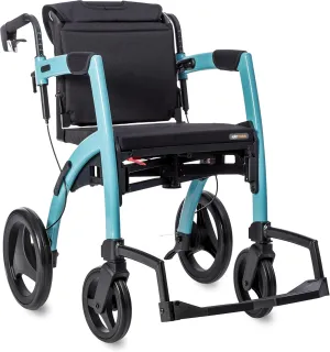 Rollz Motion 2.1 Matt Black - 2 in 1 Rollator Walker Wheelchair Combo - Foldable Transport Chair - Rollator Wheelchair Combo - Modern Design and Ultimate Support (Small)