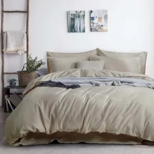 Royal Tradition Belgian Flax Linen-Cotton Blend 7PC Bed Set Includes: Sheets Set with a Duvet Cover Set, Pre-Washed Linen Cotton, Breathable Percale Weave 150 GSM (Queen Size, Linen)
