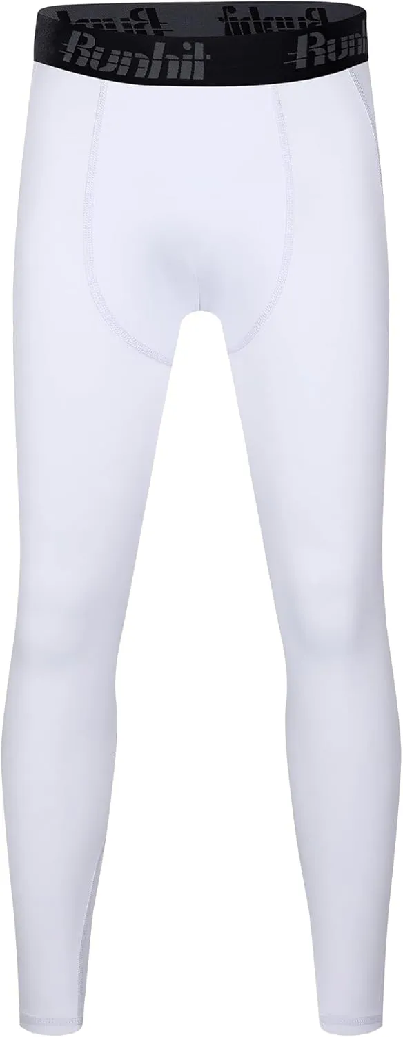 Runhit Boys Compression Leggings,Youth Athletic Tights Basketball Compression Pants,Boys Base Layer Pants Sports Legging