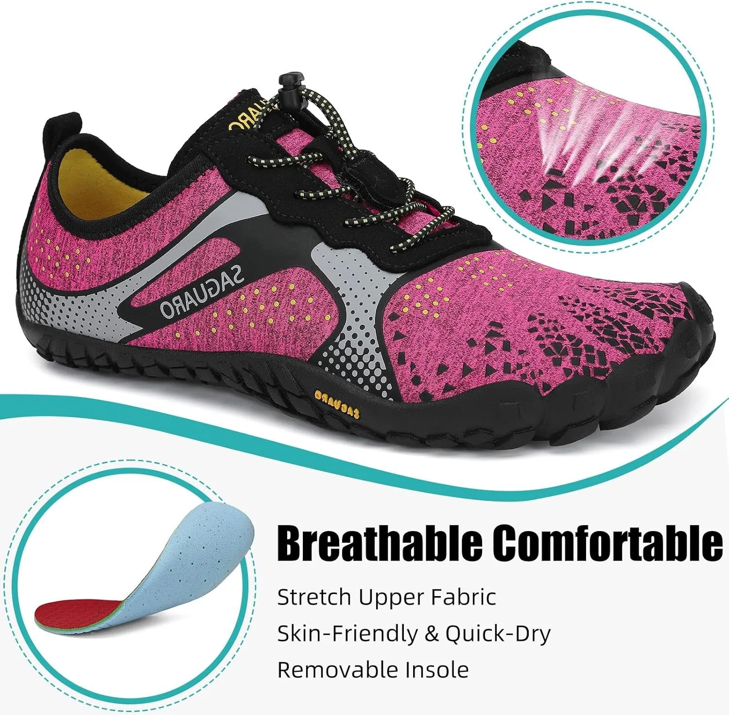 SAGUARO Womens Mens Barefoot Shoes Minimalist Trail Runner Wide Toe Box Zero Drop Outdoor Cross Training Shoe