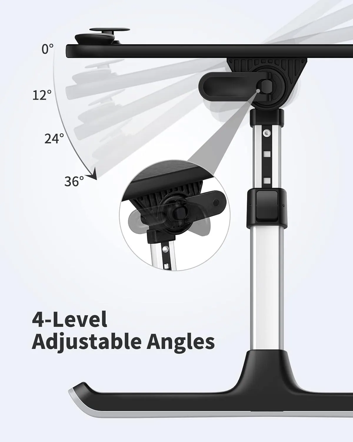 SAIJI Height & Angle Adjustable Laptop Stand for Bed, Lap Desk Bed Tray Table, Light Weight Foldable Portable Laptop Table for Couch Sofa Chair Floor Desk for Adults, Kids (Black)