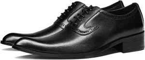 Santimon Men’s Black Oxford Formal Dress Shoes – Genuine Leather Lace-Up Business Casual Shoes for Men, Elegant Cap Toe Comfort Insole – Ideal for Office, Wedding