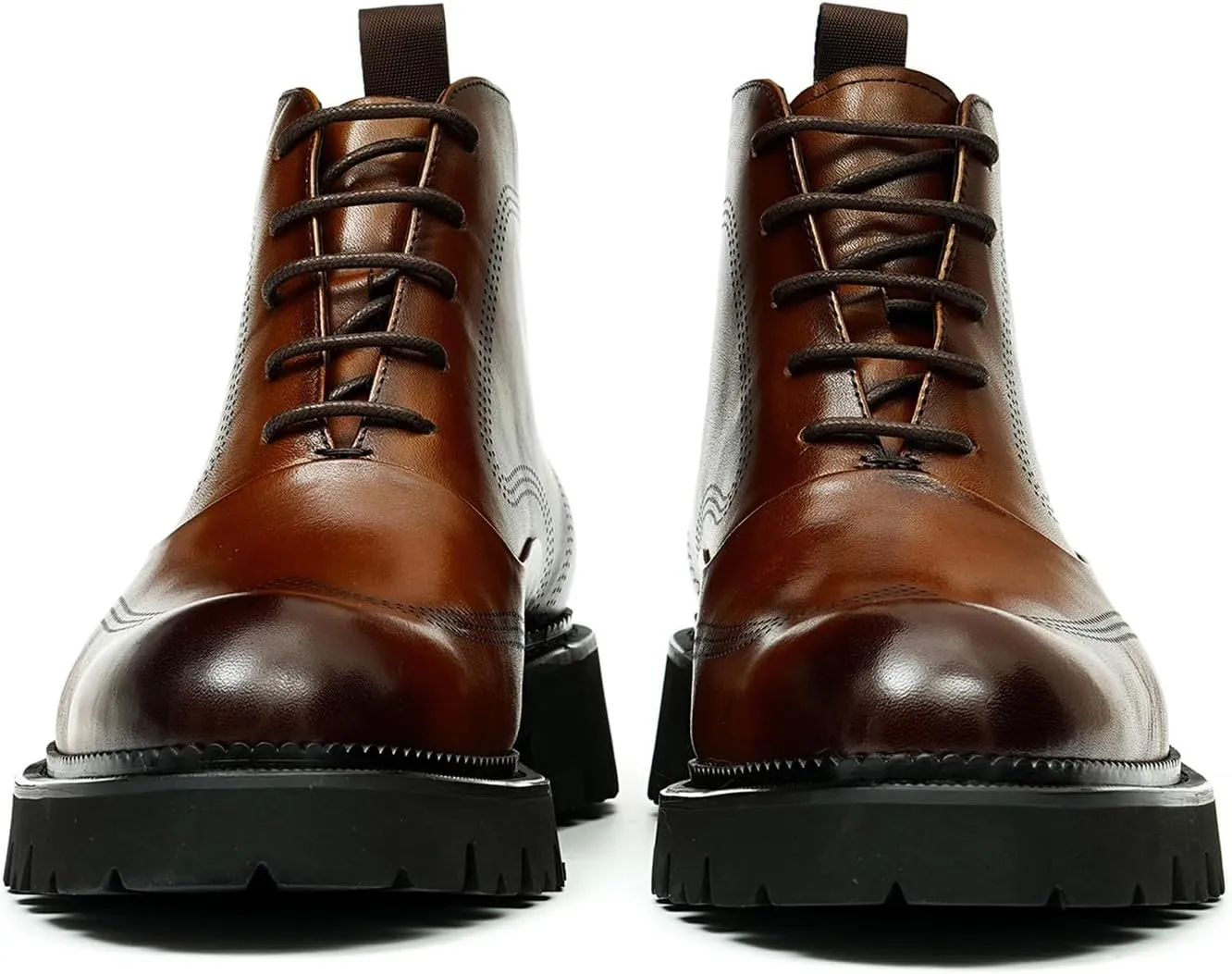Santimon Men's Dress Casual Oxford Boots - Genuine Leather Wingtip Brogues Chelsea Ankle Boots for Wedding, Business & Formal Wear