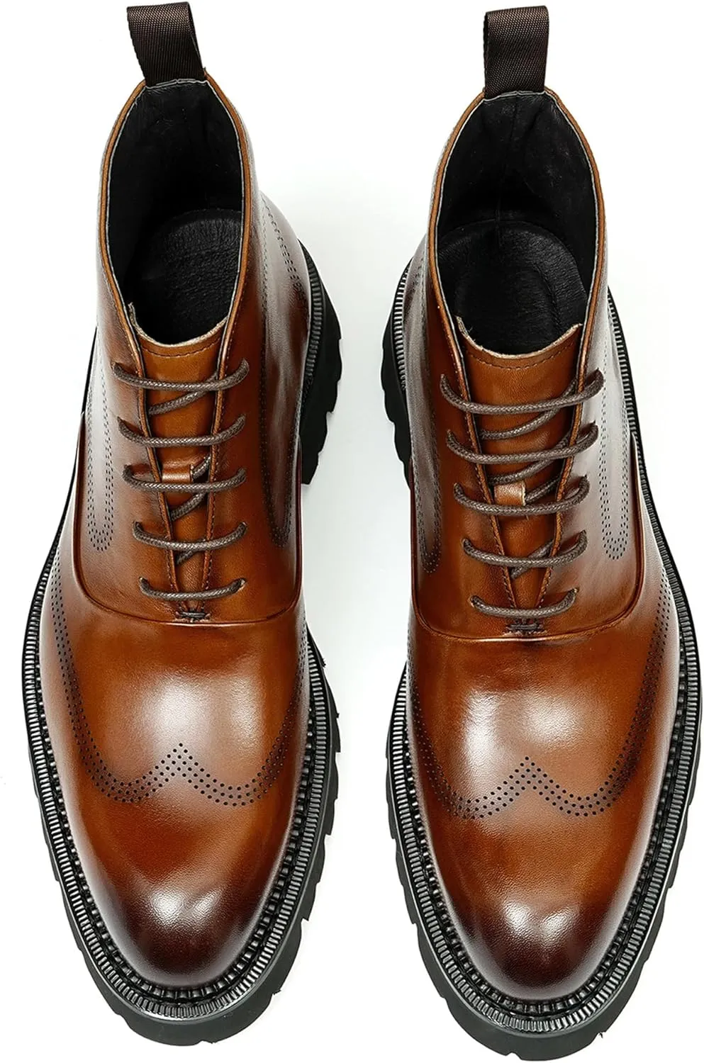 Santimon Men's Dress Casual Oxford Boots - Genuine Leather Wingtip Brogues Chelsea Ankle Boots for Wedding, Business & Formal Wear