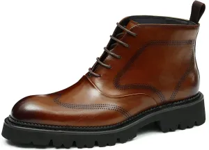 Santimon Men's Dress Casual Oxford Boots - Genuine Leather Wingtip Brogues Chelsea Ankle Boots for Wedding, Business & Formal Wear