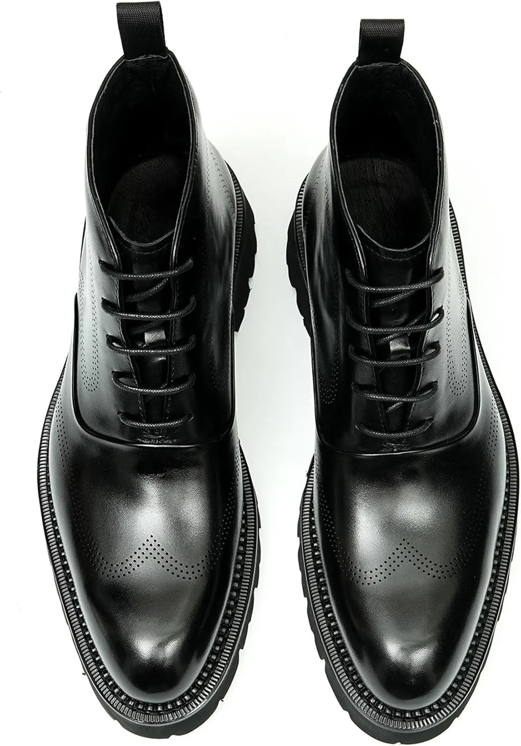 Santimon Men's Dress Casual Oxford Boots - Genuine Leather Wingtip Brogues Chelsea Ankle Boots for Wedding, Business & Formal Wear