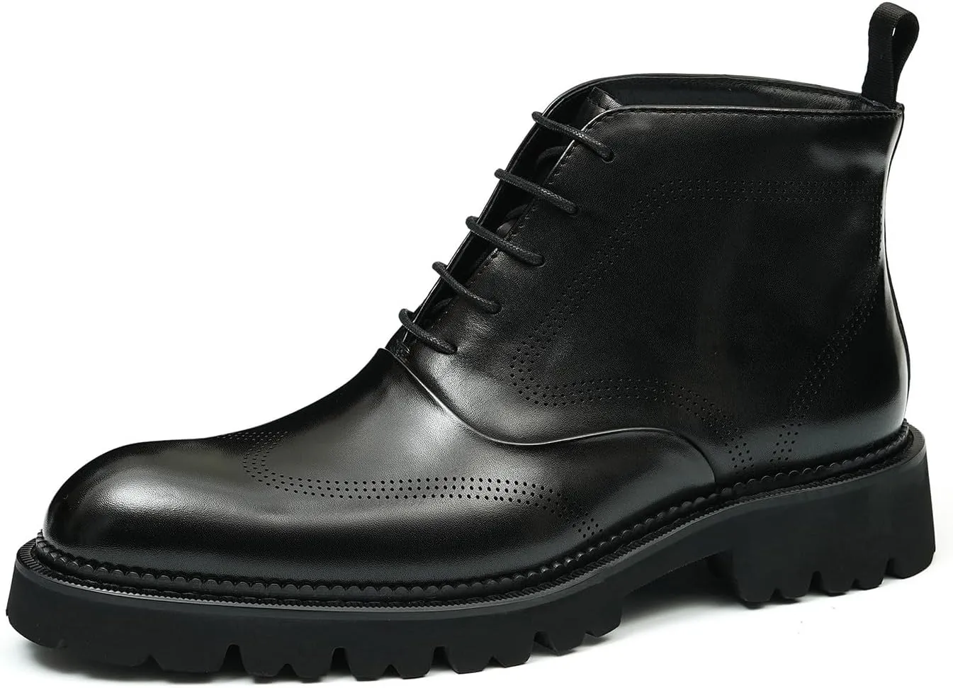 Santimon Men's Dress Casual Oxford Boots - Genuine Leather Wingtip Brogues Chelsea Ankle Boots for Wedding, Business & Formal Wear