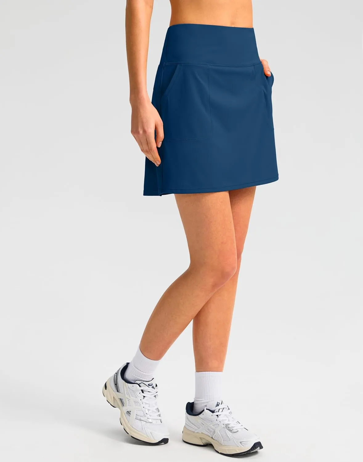SANTINY 16" Golf Skorts Skirts for Women with 4 Pockets Women's High Waisted Stretchy Tennis Skirt Athletic Skort