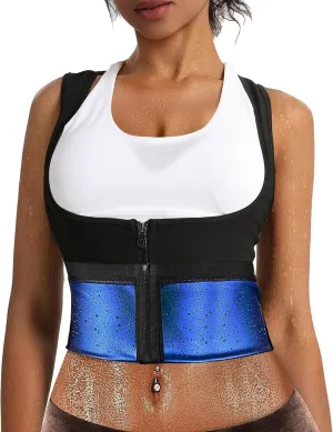 Sauna Suit for Women Shaper Vest Waist Trainer Sweat Sauna Shirt for Women Workout Tank Top with Zipper