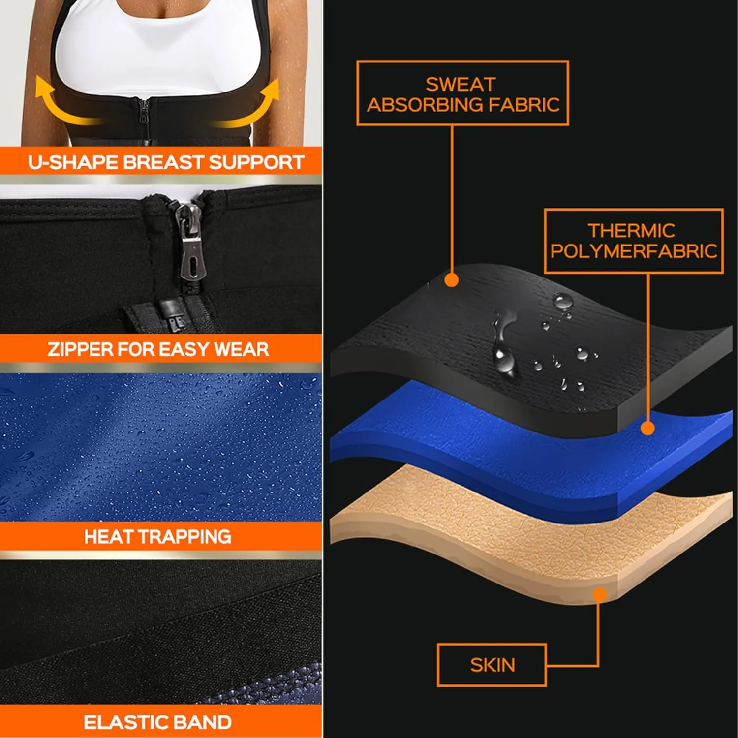Sauna Suit for Women Shaper Vest Waist Trainer Sweat Sauna Shirt for Women Workout Tank Top with Zipper