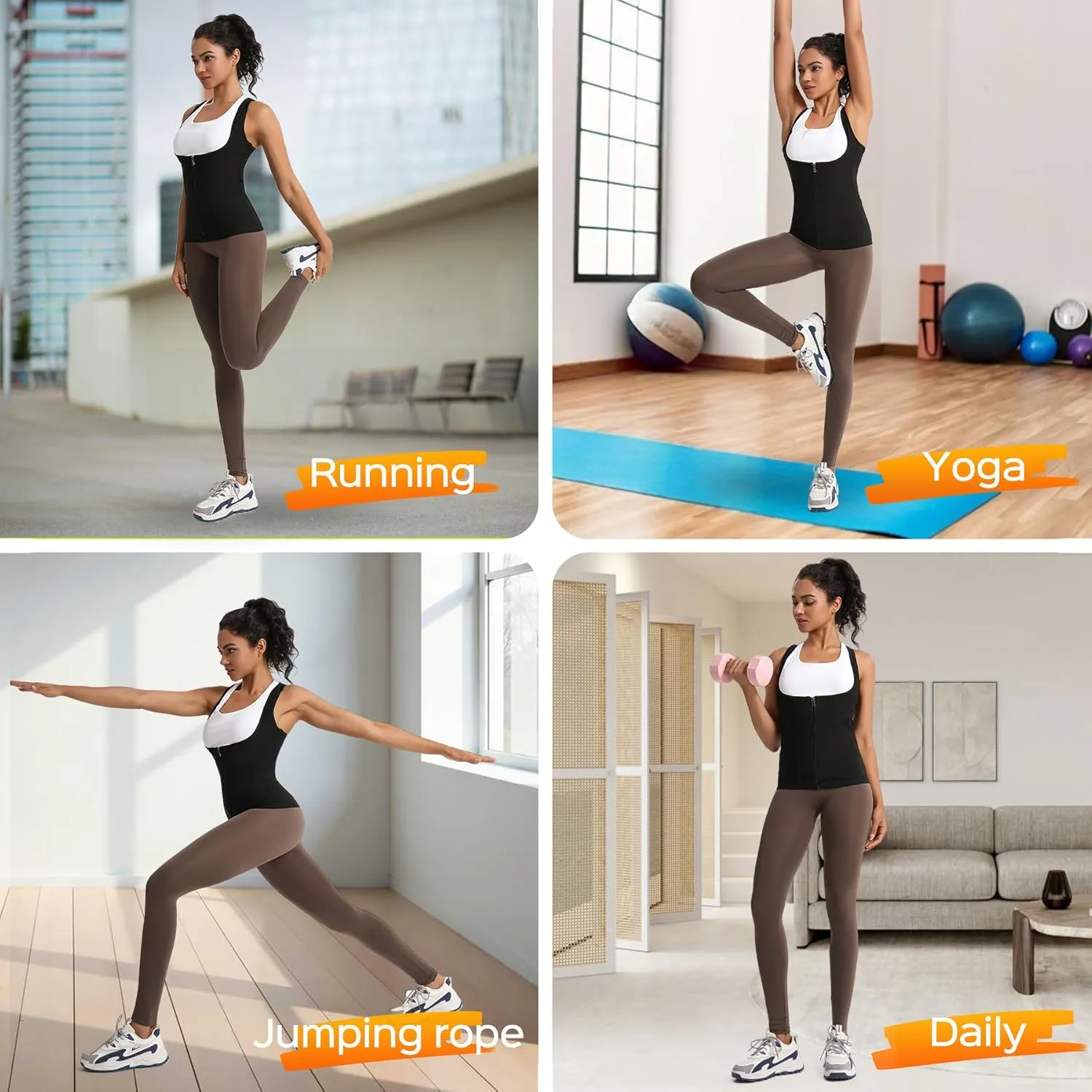 Sauna Suit for Women Shaper Vest Waist Trainer Sweat Sauna Shirt for Women Workout Tank Top with Zipper