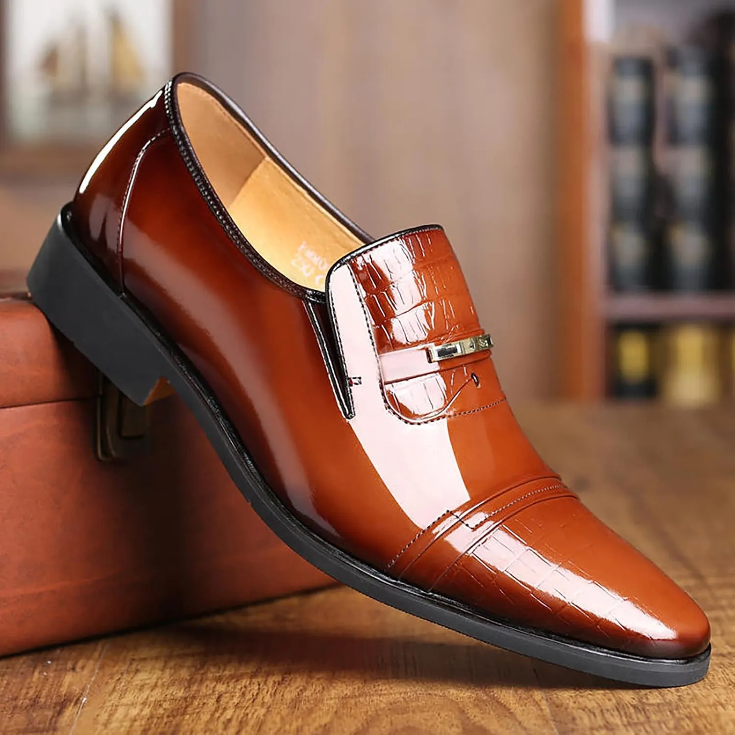 Semi Formal Dress Shoes for Men New Men's Lacquered Leather Upper British Mens Dress Shoes Oxfords Casual Retro
