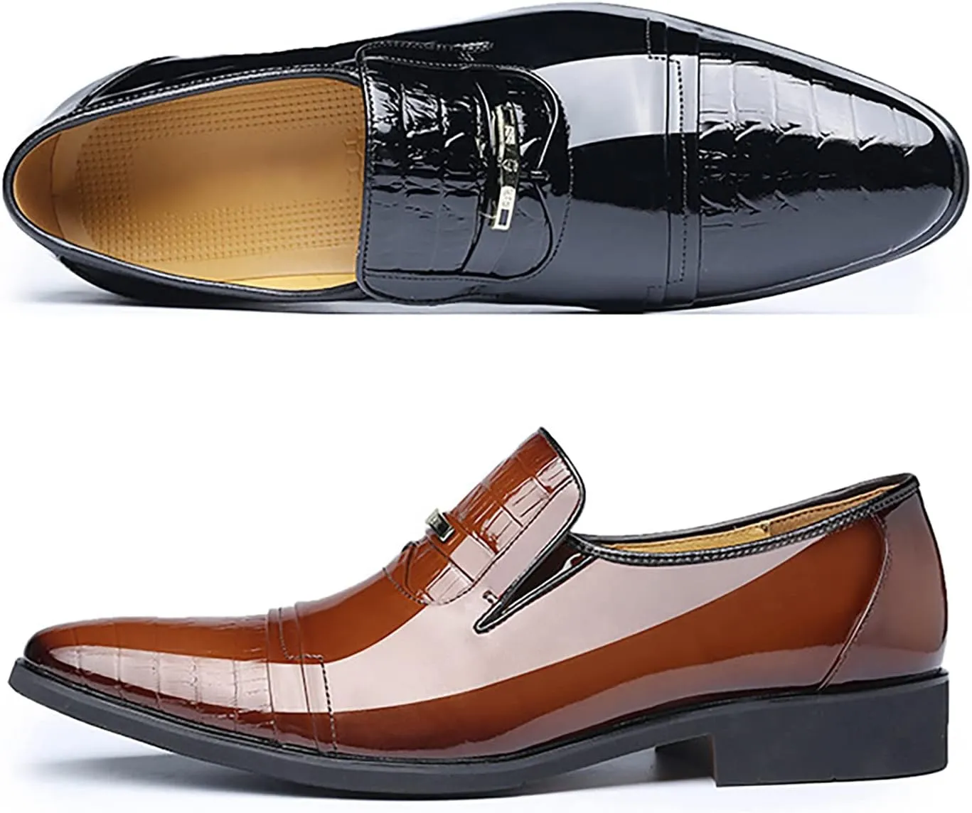 Semi Formal Dress Shoes for Men New Men's Lacquered Leather Upper British Mens Dress Shoes Oxfords Casual Retro