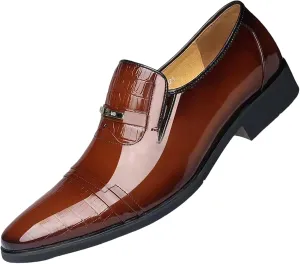 Semi Formal Dress Shoes for Men New Men's Lacquered Leather Upper British Mens Dress Shoes Oxfords Casual Retro