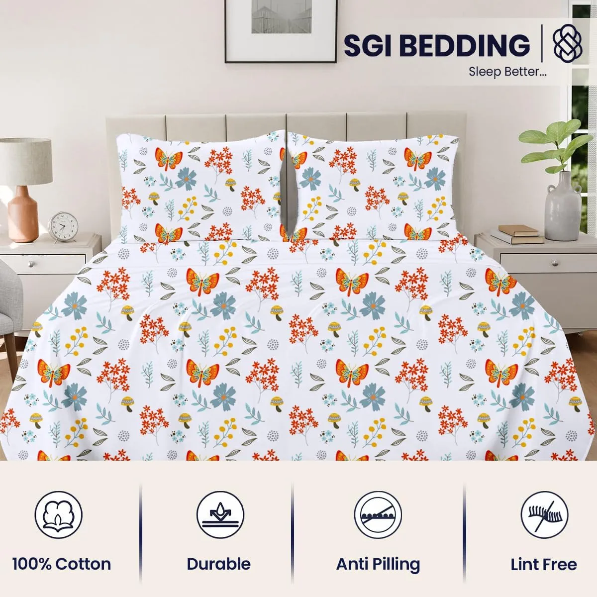 SGI bedding 600 Thread Count 100% Egyptian Cotton California King Sheet Set Rain Forest – Luxury 4-Piece Super Soft, Breathable Hotel-Quality Bedding, 16” Deep Fitted, Cooling, Durable Non-Pilling'