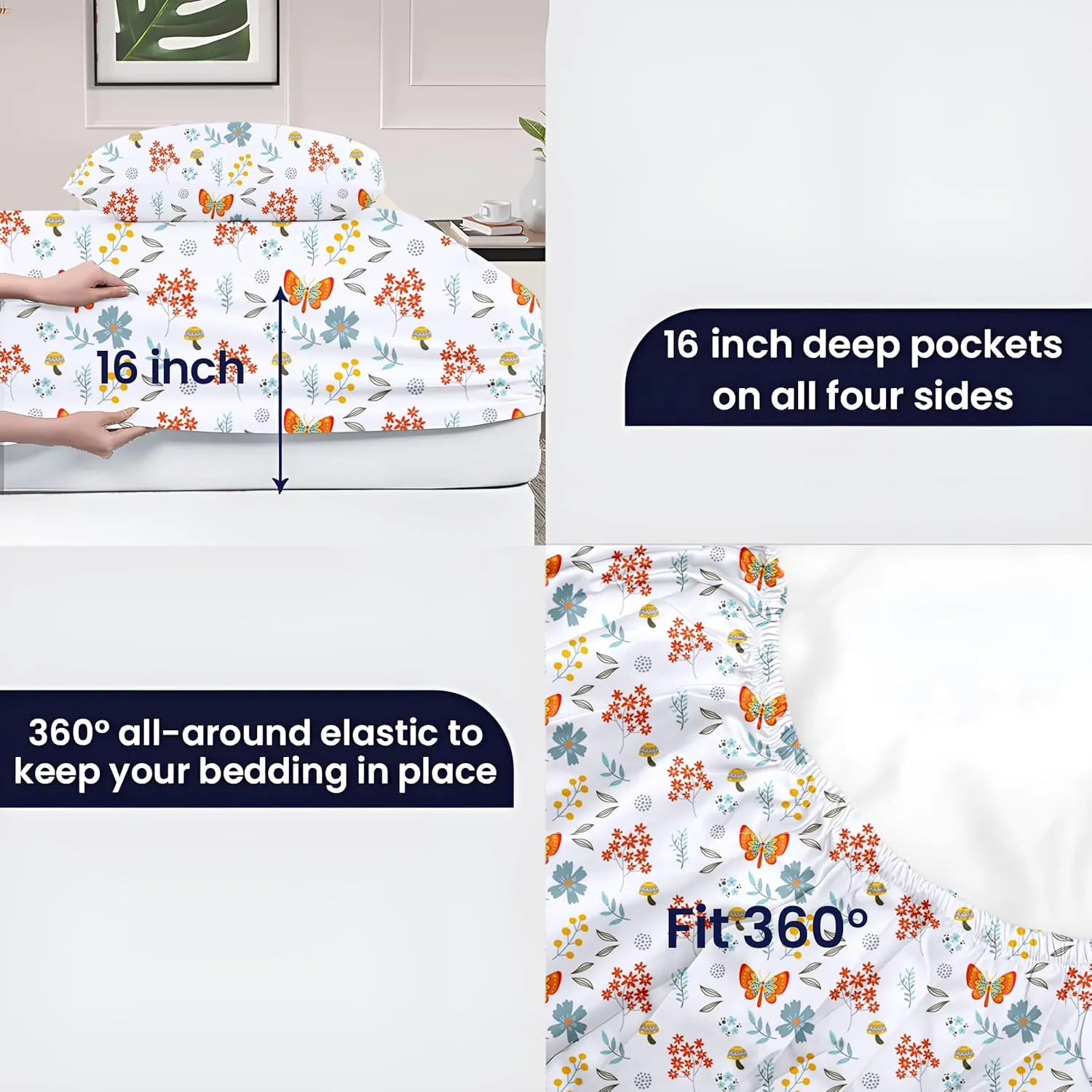 SGI bedding 600 Thread Count 100% Egyptian Cotton California King Sheet Set Rain Forest – Luxury 4-Piece Super Soft, Breathable Hotel-Quality Bedding, 16” Deep Fitted, Cooling, Durable Non-Pilling'