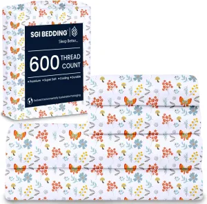 SGI bedding 600 Thread Count 100% Egyptian Cotton California King Sheet Set Rain Forest – Luxury 4-Piece Super Soft, Breathable Hotel-Quality Bedding, 16” Deep Fitted, Cooling, Durable Non-Pilling'