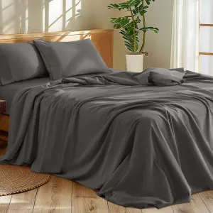 Shilucheng 1200 Thread Count Cotton Sheets Set，Luxury 100% Egyptian Cotton Bed Sheets，5-Star Hotel Quality Sheets, Breathable & Cooling, 16 Inch Deep Pocket - 4 Piece (Dark Grey, King)