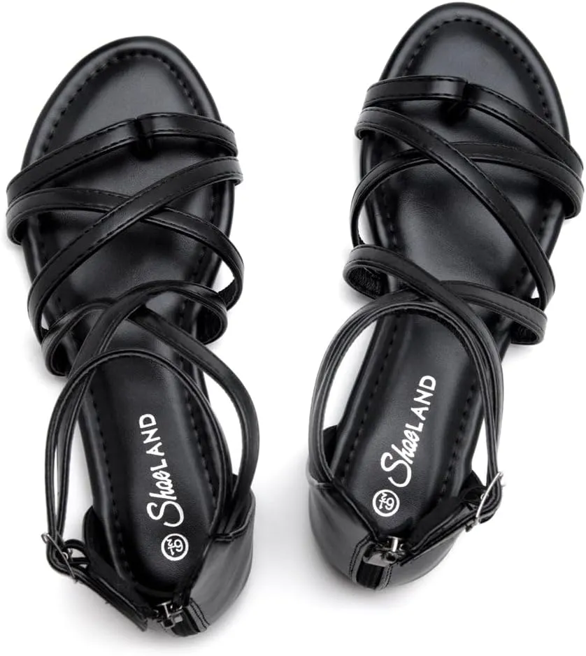 Shoe Land Flat Gladiator Sandals for Women 2025 – Fisherman Thong with Adjustable Ankle Strap & Back Zipper | Comfortable for Beach, Walking & Daily Wear